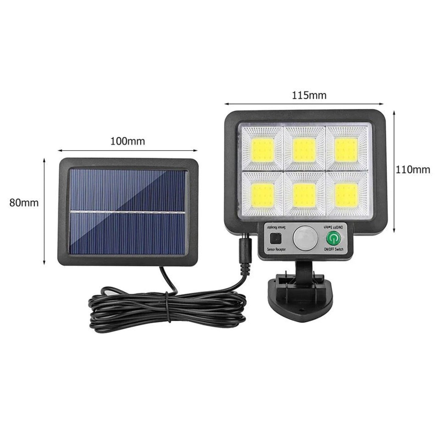 SOLÁRNY REFLEKTOR 120W S DIAĽKOVÝM SNÍMAČOM S PREdlžovacím KÁBLOM 2 KUS