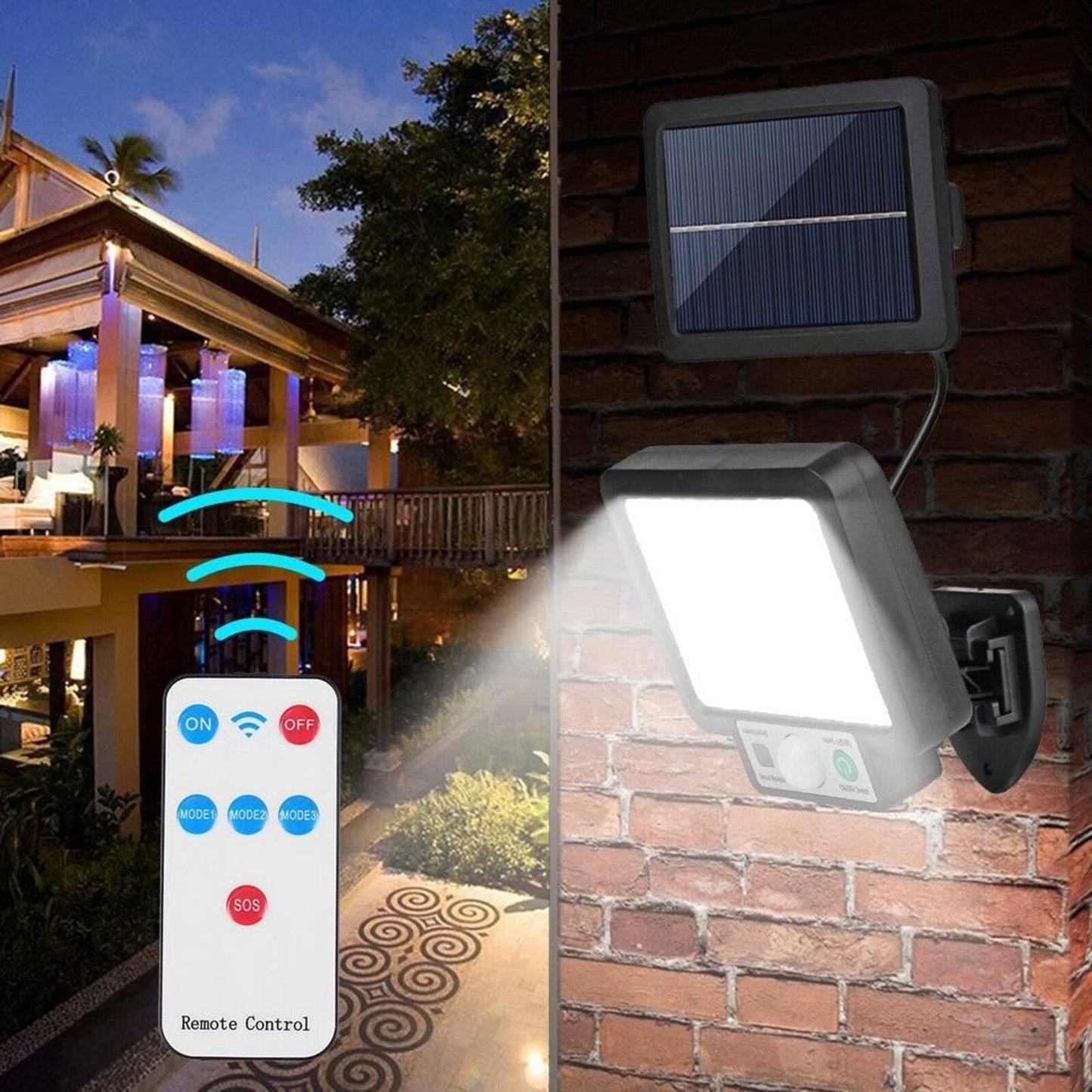 SOLÁRNY REFLEKTOR 120W S DIAĽKOVÝM SNÍMAČOM S PREdlžovacím KÁBLOM 2 KUS