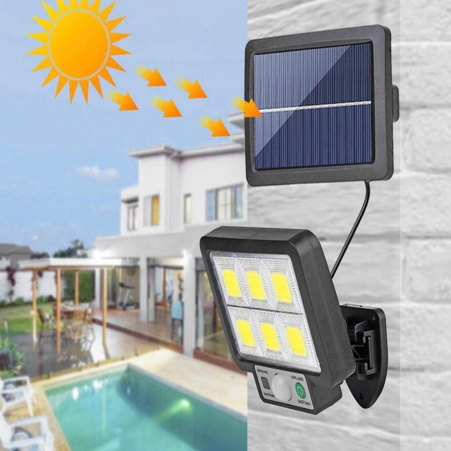 SOLÁRNY REFLEKTOR 120W S DIAĽKOVÝM SNÍMAČOM S PREdlžovacím KÁBLOM 2 KUS