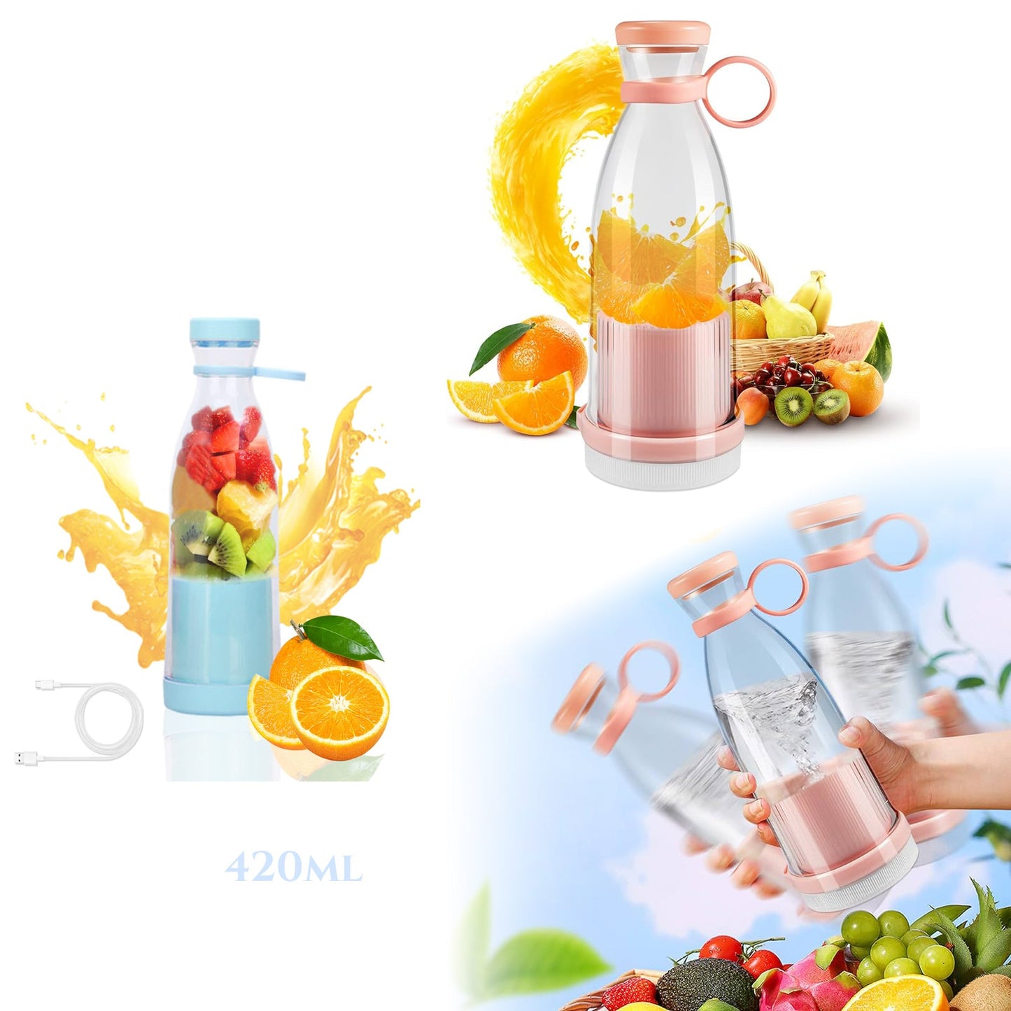 PRENOSNÝ BLENDER FĽAŠA 420ml