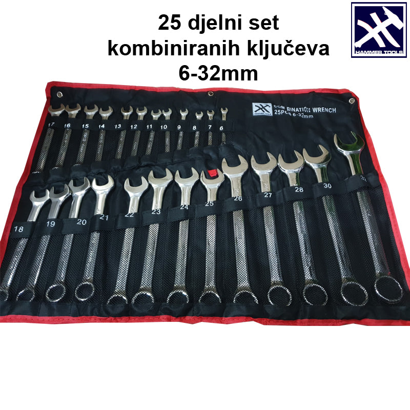 25-dielna sada vidlicových kľúčov OD 6mm-32mm NÁSTROJE KLADIVO