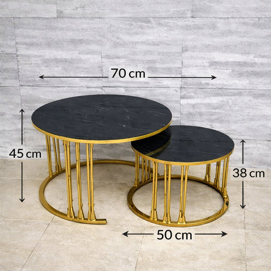 Set stolića za kavu - Crni mramor