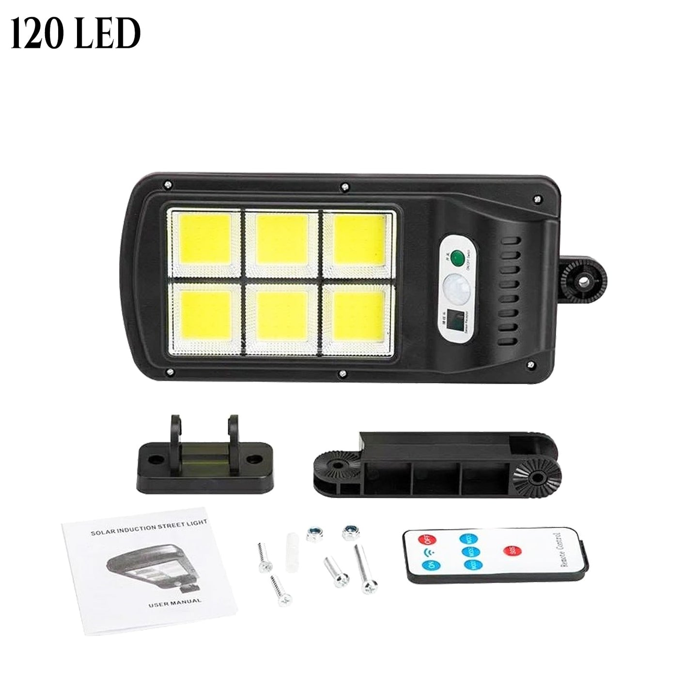 SENZOR SOLÁRNY REFLEKTOR SO 120 LED S DRŽIAKOM A DIAĽKOVÝM OVLÁDANÍM