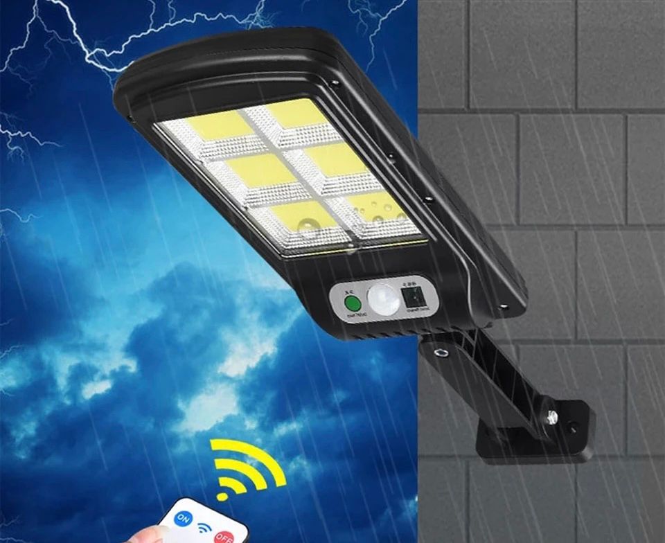 SENZOR SOLÁRNY REFLEKTOR SO 120 LED S DRŽIAKOM A DIAĽKOVÝM OVLÁDANÍM