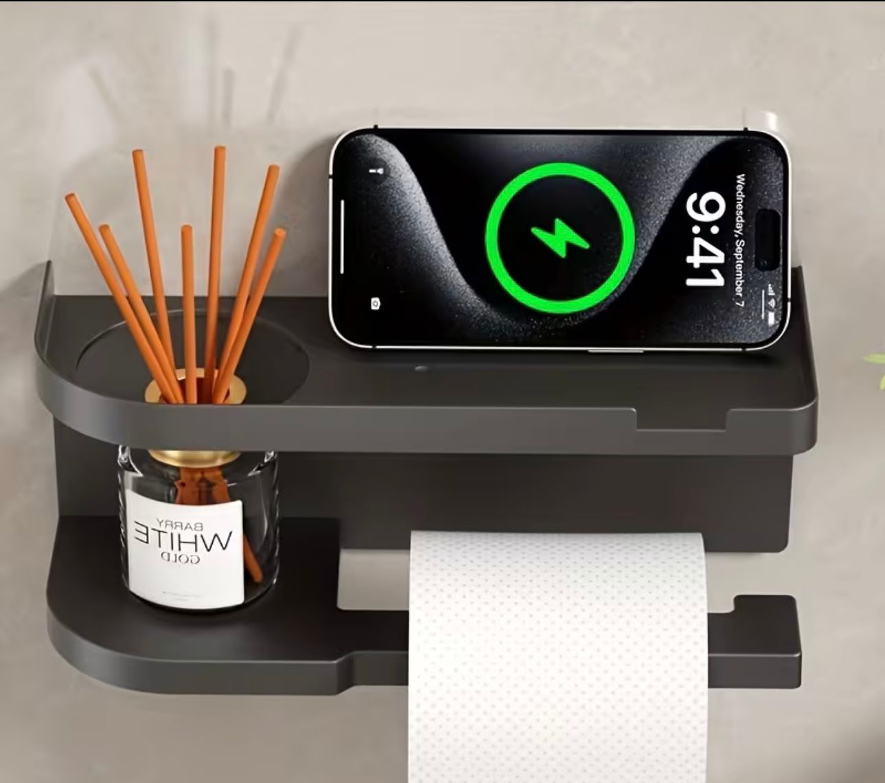 Elegantna zidna polica s držačem papira