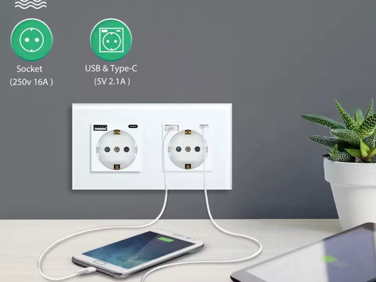 Dual zidna utičnica (USB + C)