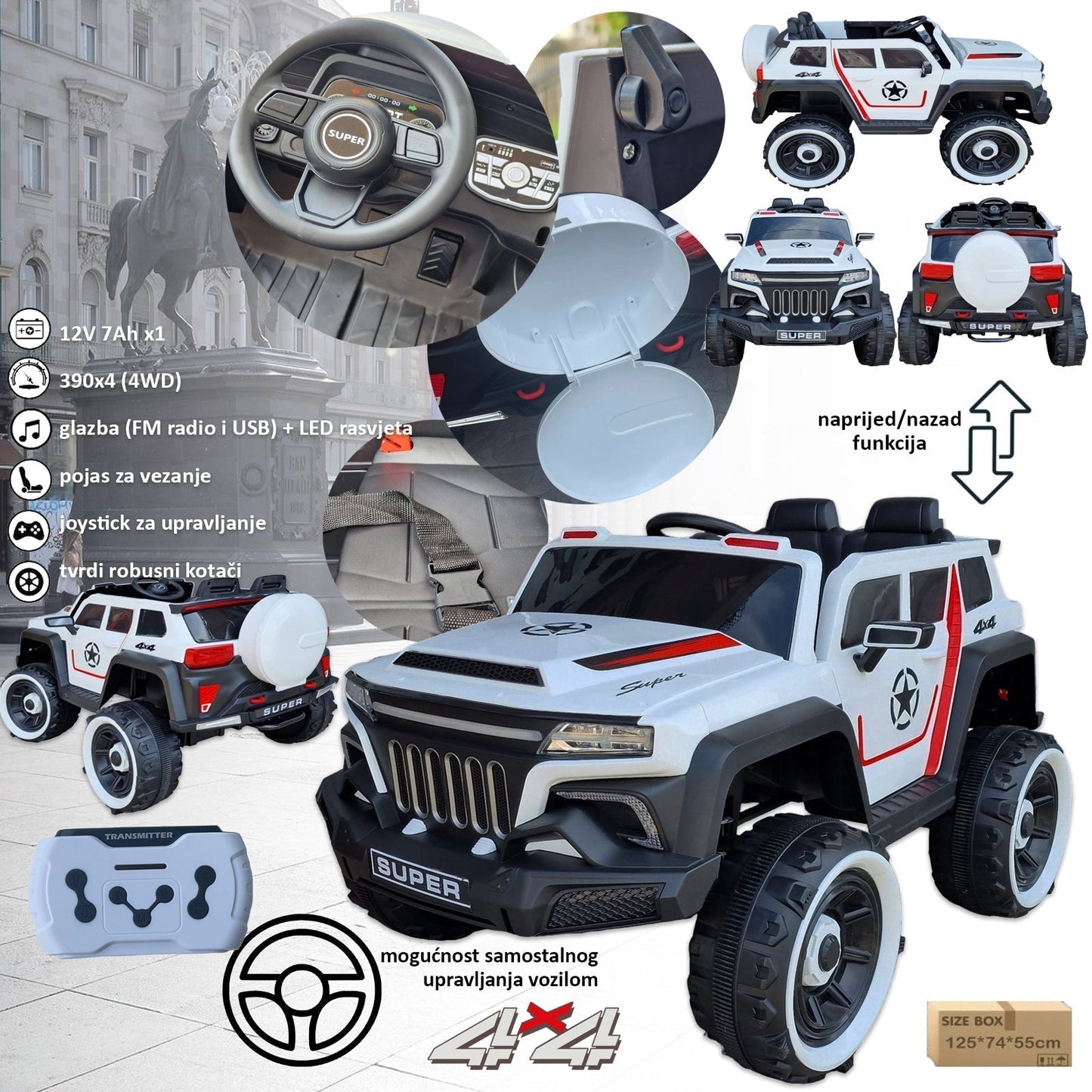 BATÉRIOVÉ AUTO 4WD SAMOOVLÁDANIE+DIAĽKOVÉ OVLÁDANIE PRE RODIČOV