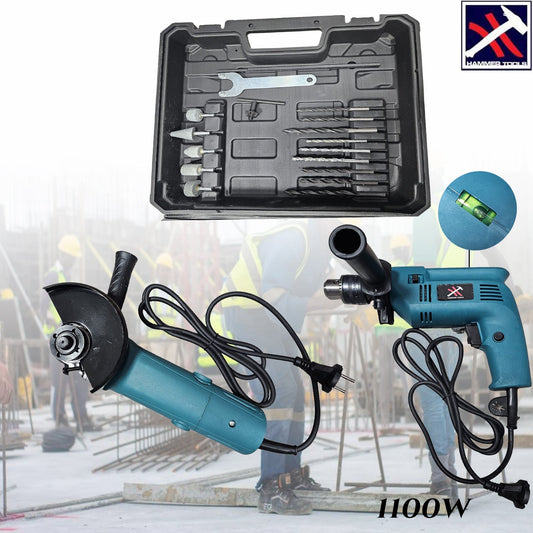 Súprava vŕtačky a brúsky 1100W NÁSTROJE KLADIVO