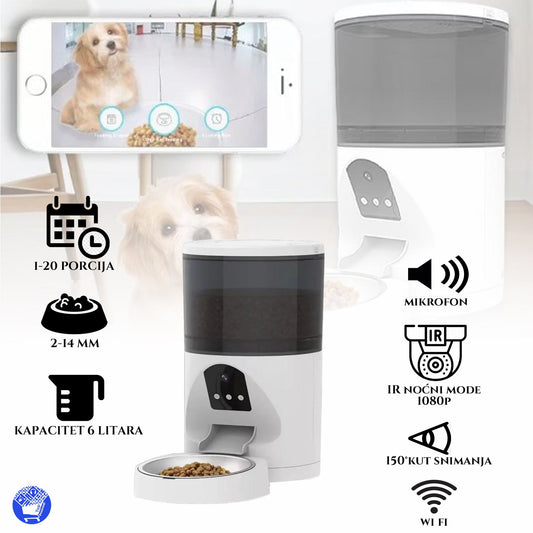 CHYTRÝ SMART WIFI PODÁVAČ 6L PRE ZVIERATKÁ S APLIKÁCIOU KAMERY, MIKROFÓNU A OVLÁDANIE