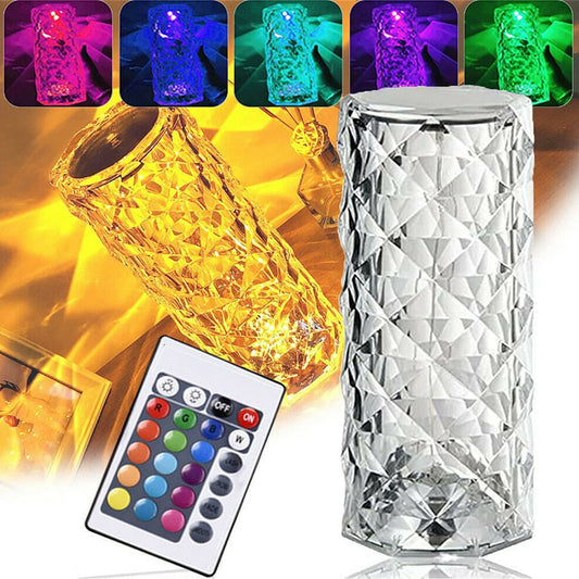 DIAMANTOVÁ STOLOVÁ LAMPA NABÍJAteľná NA DIAĽKOVÉ OVLÁDANIE V 16 RÔZNYCH FARBÁCH