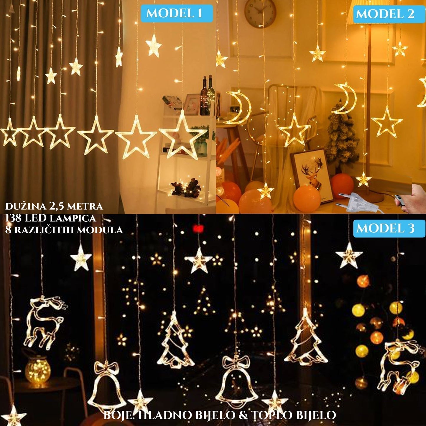 Efektný LED vianočný svetelný záves 1+1 FREE