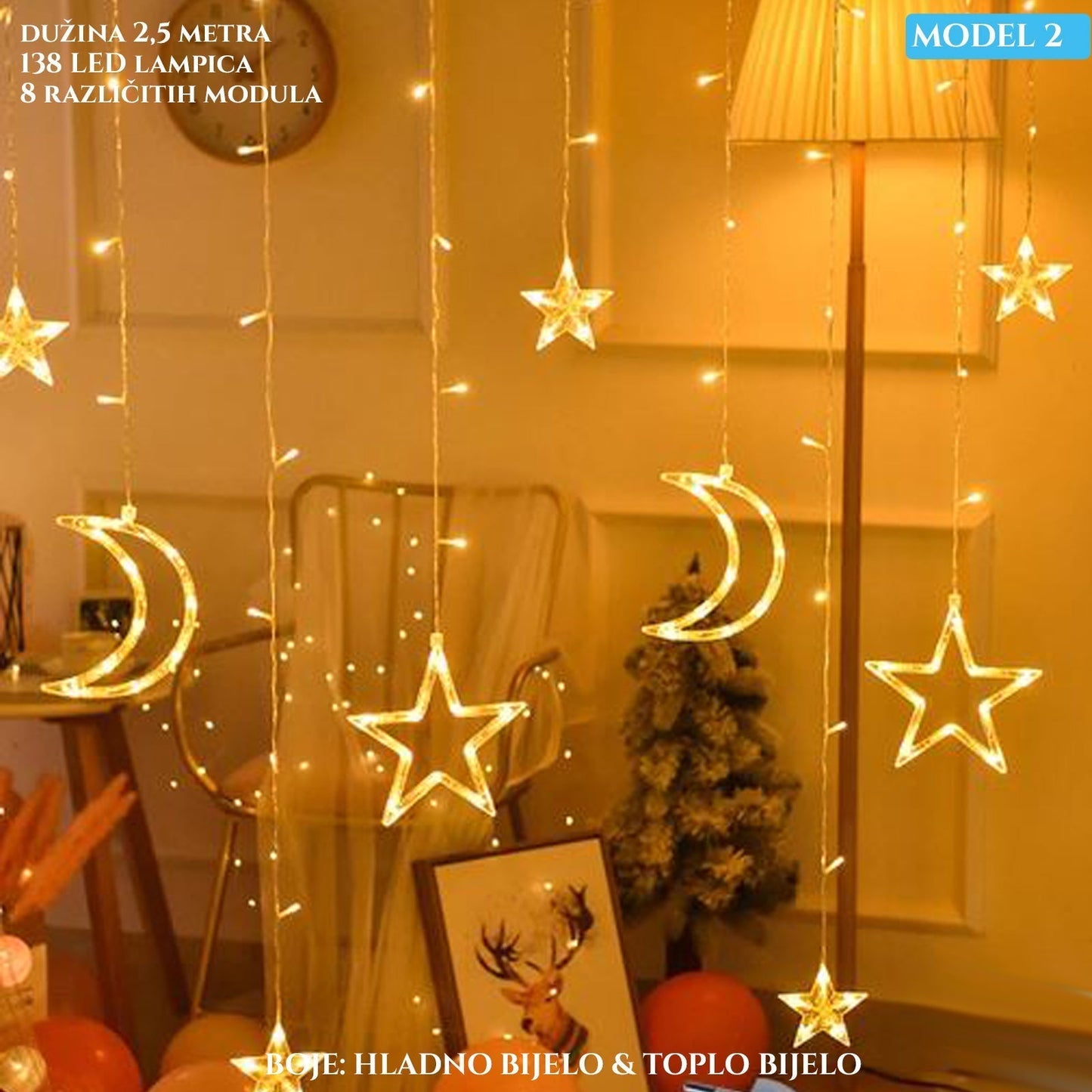 Efektný LED vianočný svetelný záves 1+1 FREE