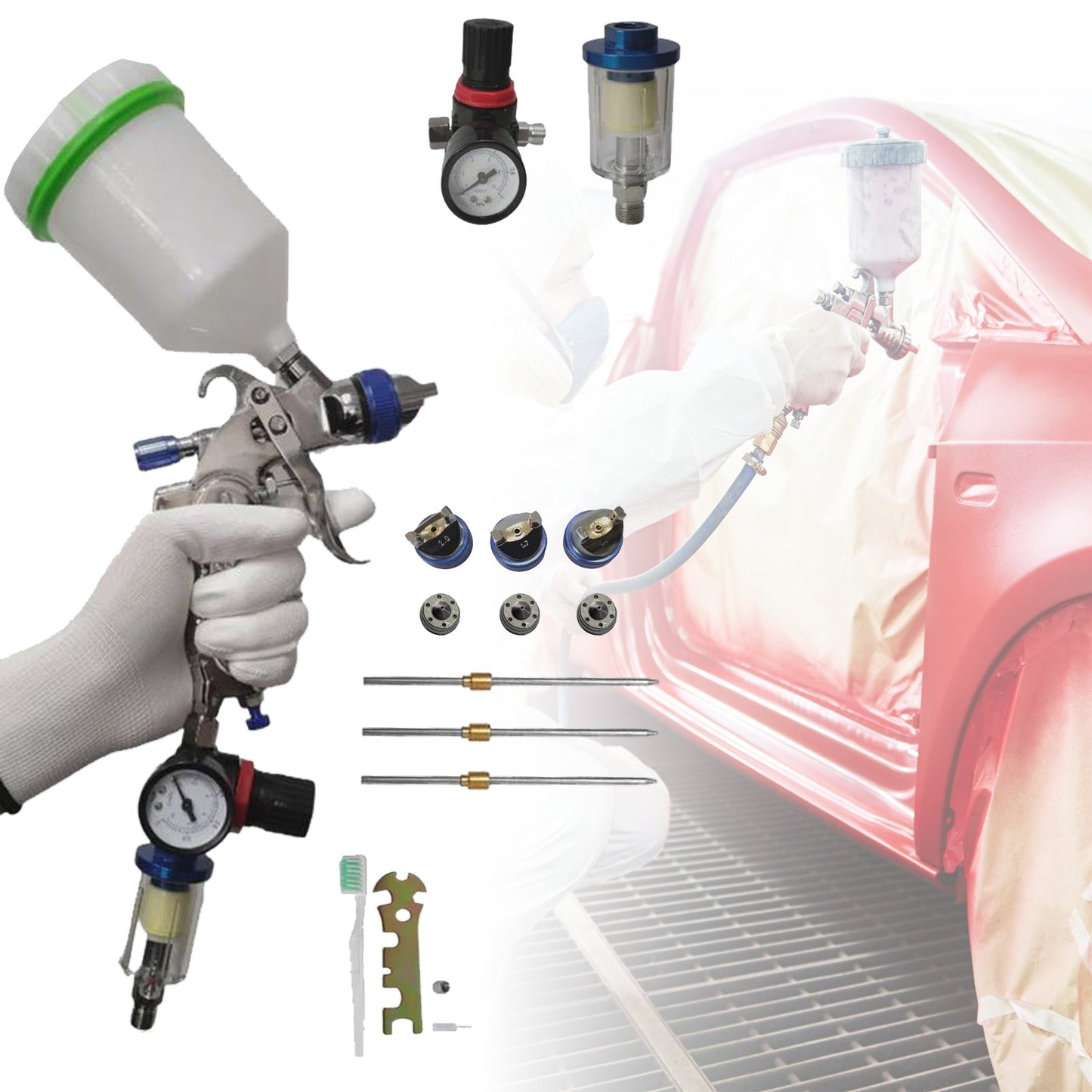 MULTI SET TERAZ NA FARBU A LAK 3 TRYSKY-MANOMETER-FILTER