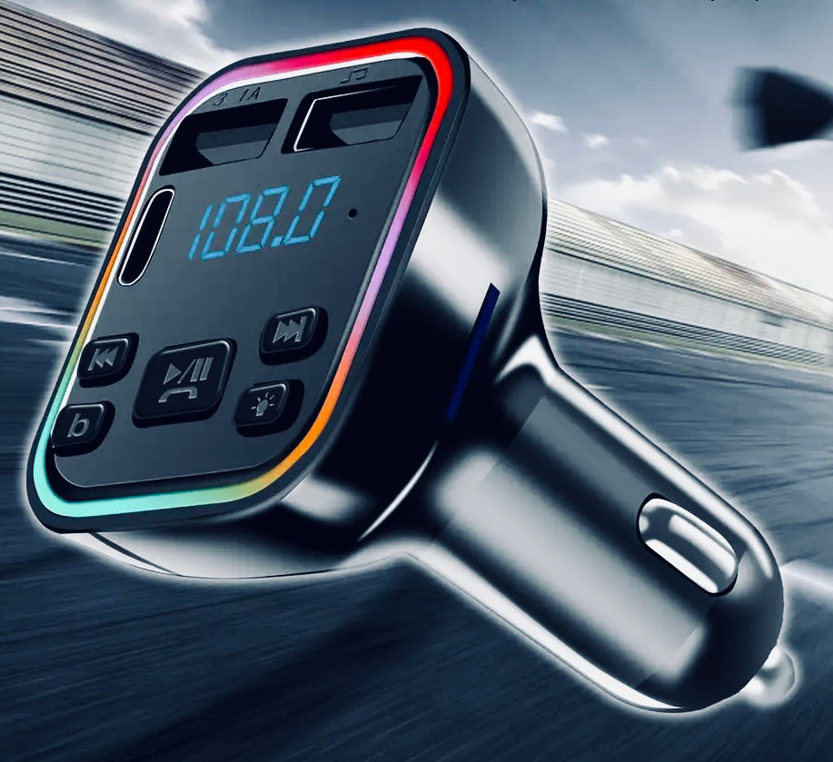 Bluetooth FM VYSIELAČ- RÝCHLA NABÍJAČKA, USB, C VÝSTUP