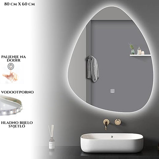 ORGANICKÉ ZRKADLO S LED OSVETLENÍM M635 80X60 CM