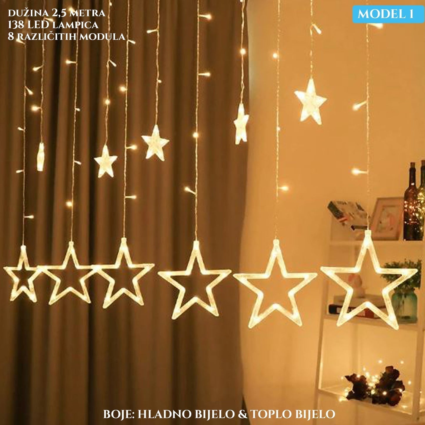 Efektný LED vianočný svetelný záves 1+1 FREE